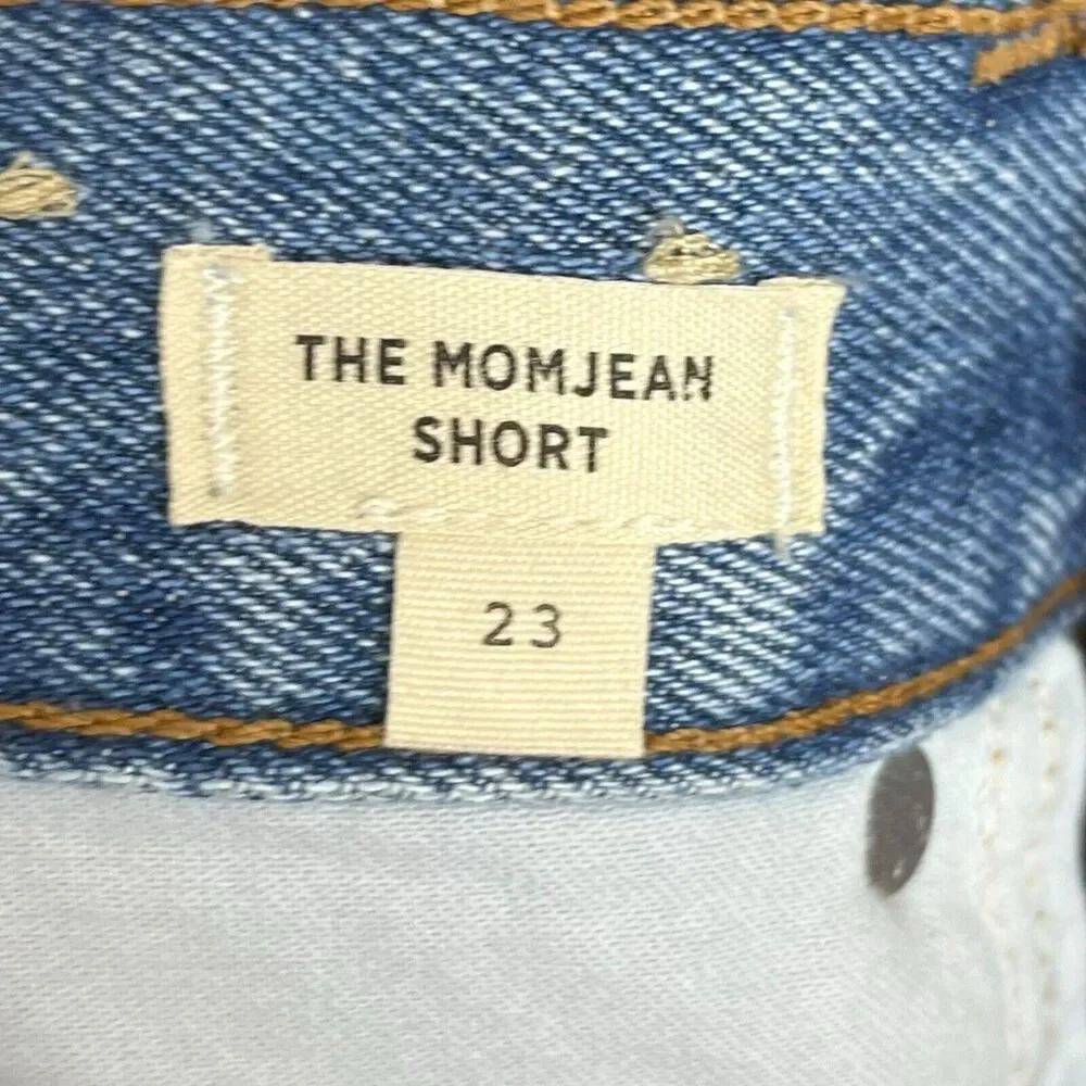 Madewell Momjean Shorts‎ Flintwood Wash Size 23 High Rise Distressed Cotton